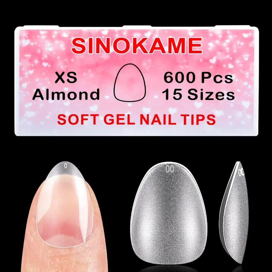 

Extra Short Almond Nail Tips No File Gel Nail Tips with Tip Primer Cover Almond Clear Gel Pr on Fake Nails Short for Nail Exten
