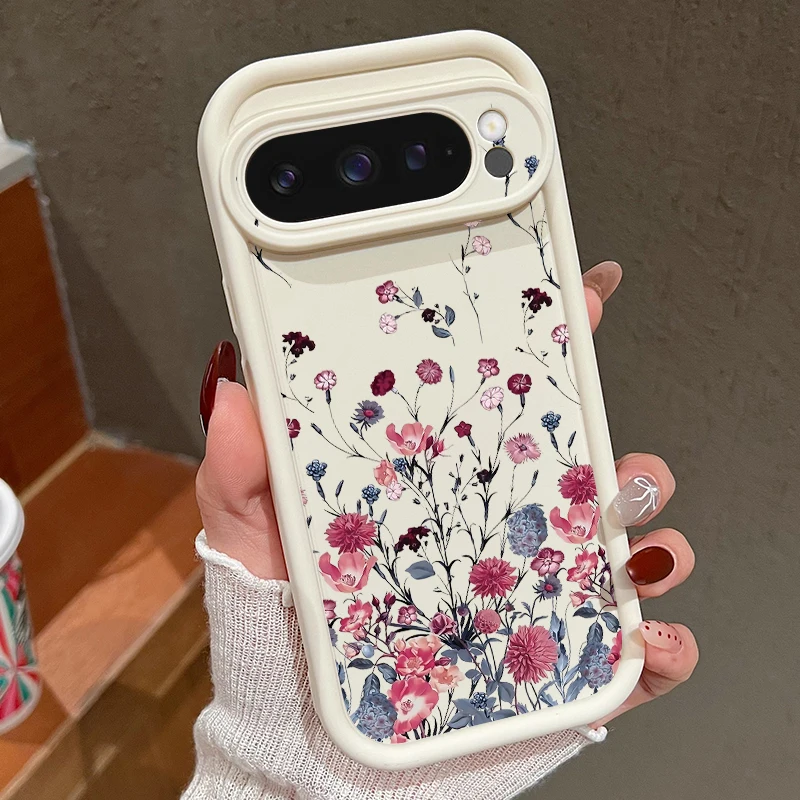Retro-Blumen-Handyhülle für Google Pixel 8A 8 Pro 9 Pro XL, stoßfest, Bonbonfarben, weiche TPU-Silikonhülle für Pixel 9 8 Pro