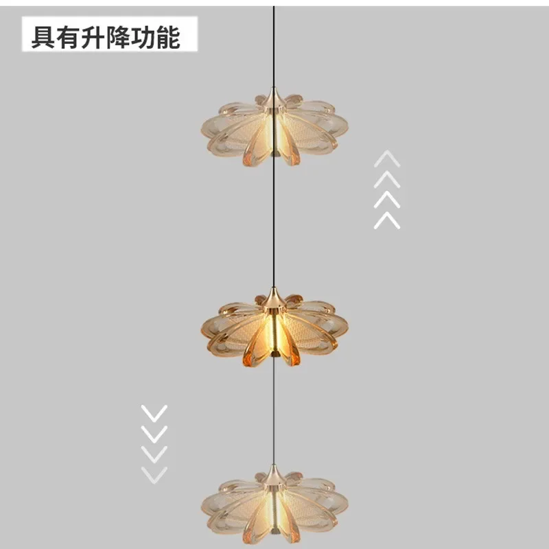 Petal Minimalist Modern Restaurant Glass Crystal Chandelier Bar Counter Luminous Body Artistic Creativity Personalized Lighting