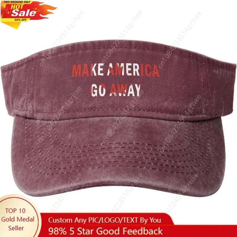 Make America Go Away Hat Adjustable Vintage Sun Visor Hats for Men and Women Funny Summer Visors