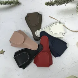 Hasp Style V Shape 10 Solid Colors Option Good Sewing Convenient Small PU Leather Scissors Protection Bag Nail Trim Cover Case