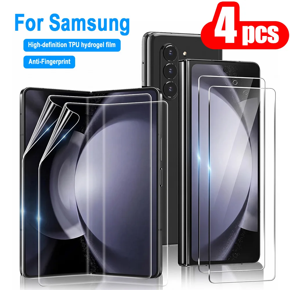 4PCS Outer Glass Inner Rear Films For Samsung Z Flip 8 7 6 5 Z Fold 8 Ultra 7 6 5 Screen Protector Protective Soft Hydrogel Film