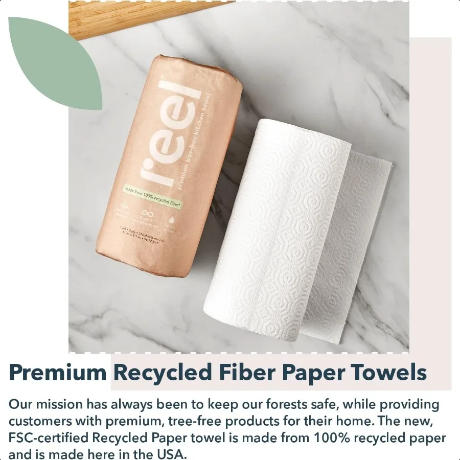 Asciugamani di carta riciclata premium 12 rotoli 2 strati realizzati da TreeFree 100 carta riciclata EcoFriendly ipoallergenico e plastica zero P
