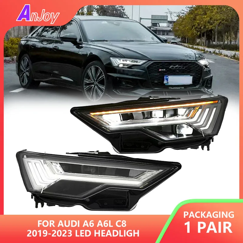 

Автолампы для Audi A6 A6L C8 2019-2023, светодиодные автомобильные фары в сборе, обновление, высококачественные аксессуары для динамических линз проектора