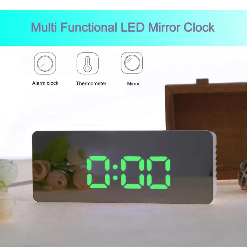 

Mirror Led Radio Usb Alarm Clock Multi-Function Digital Alarm Clock Large Led Display Snooze Sleep Function Material No