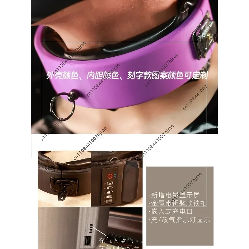Remote Control Compression Latex Inflatable Electric Collar Type C Charging LED Fluorescent Color Changing