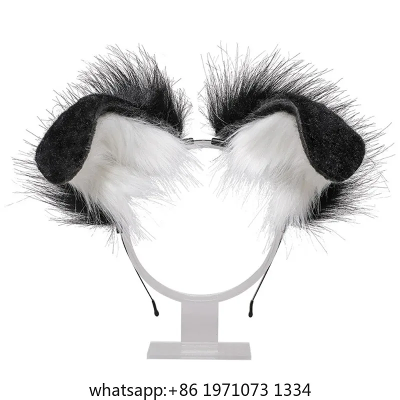 Handmade Cat Faux Fur Ears Headband Solid Color Fluffy Plush Animal Hair Hoop Anime Dress Party Cosplay Costume Hair Accessories