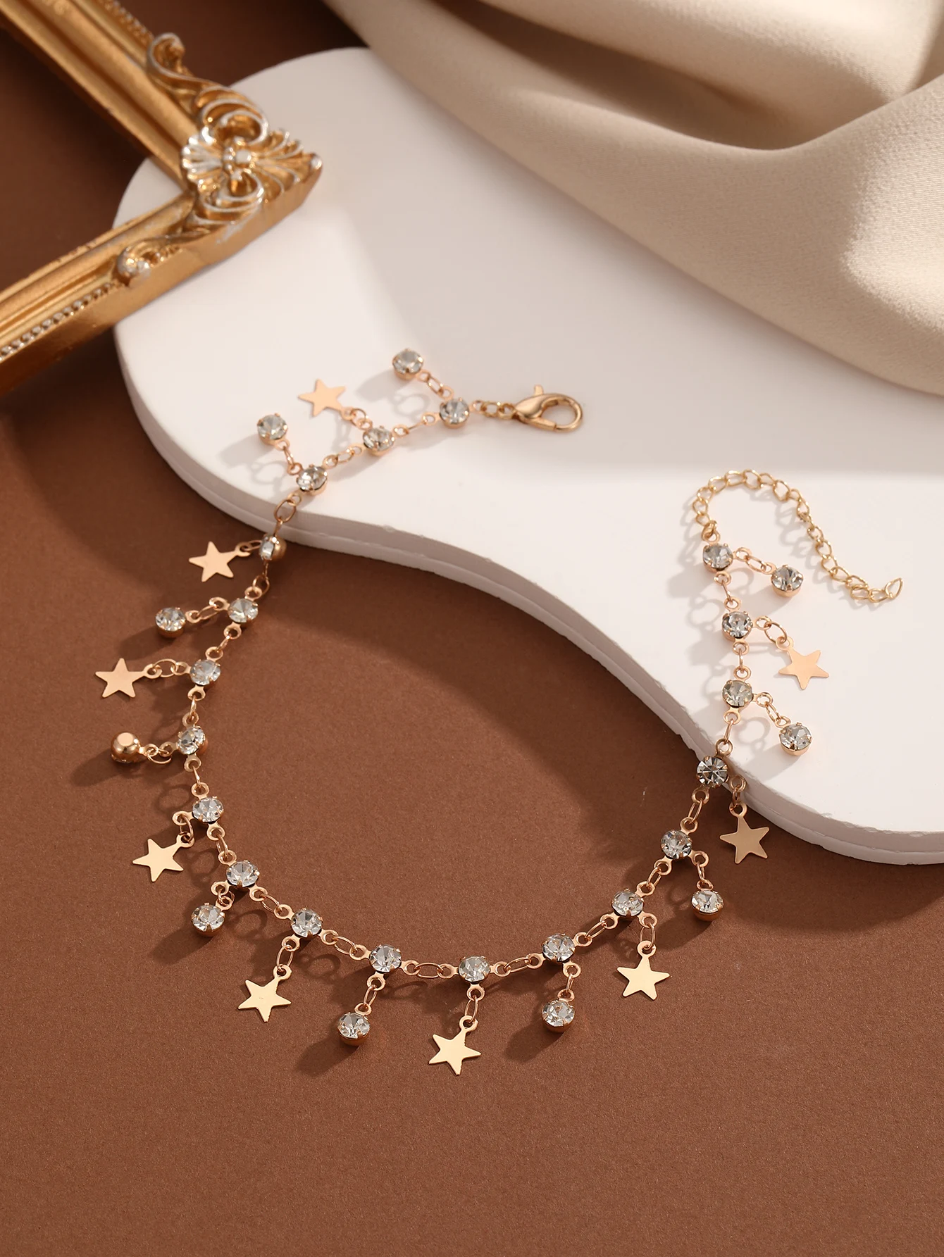 QIMING Summer Zircon Star Pendant Anklet Chain Bracelet On The Leg For Women Crystal Luxury Jewelry Beach Anklets Gift