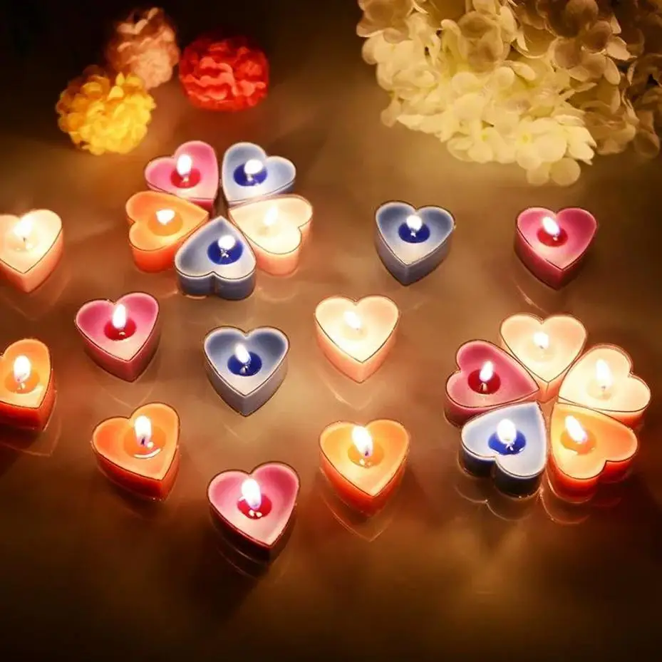 9 Pcs Creative Heart-shaped Candles/set Romantic Birthday Candles Lover Candles Dinner Proposal Scene Candles