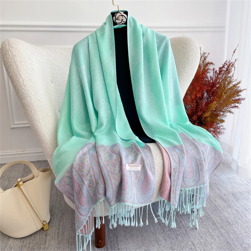 

Women Paisley Scarf Jacquard Cashmere Feeling Shawls Tassel Blanket Wraps Lady Scarves Foulard Bufanda Pashmina Poncho Stoles