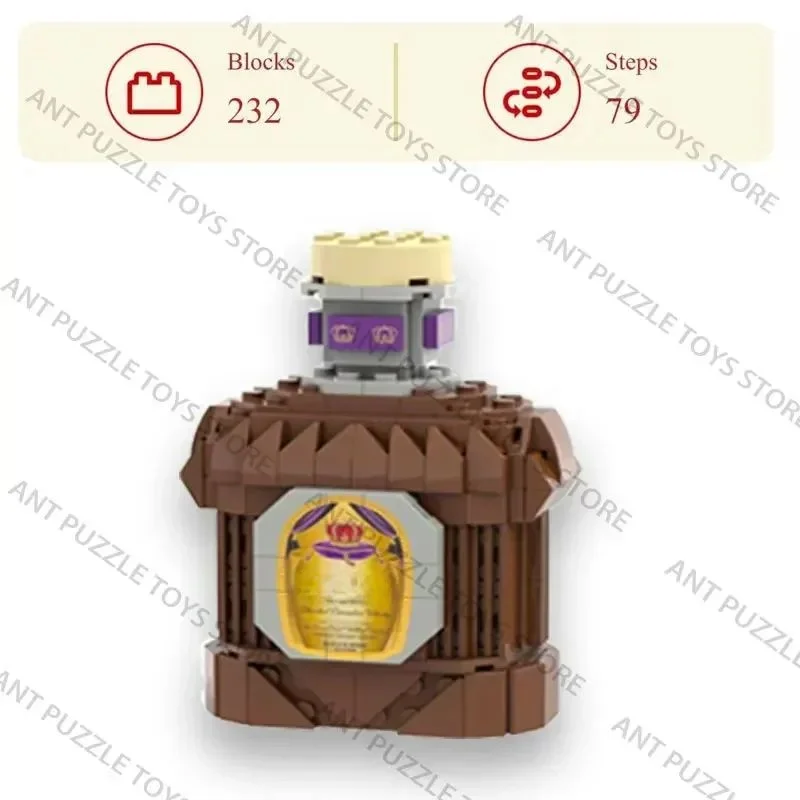 زجاجة ويسكي، مكعبات بناء إبداعية محاكاة زجاجة نبيذ تجميع اللبنات، ألعاب مكعبات البناء، ديكور المنزل، الهدايا #4