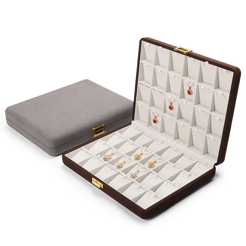 High-grade luxury microfiber jewelry box ring necklace storage box pendant double-sided jewelry gift box