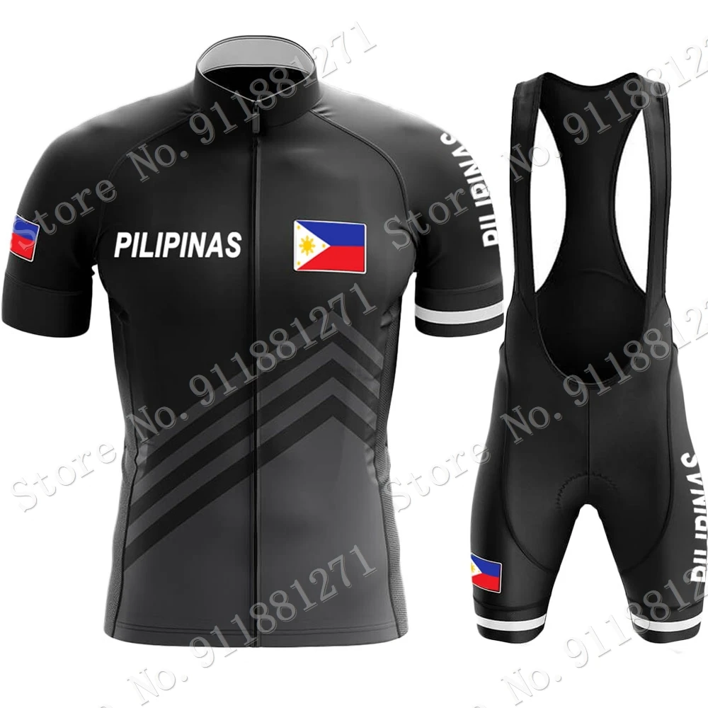 Philippines Cycling Jersey 2023 National Team Set Mens Short Sleeve Clothing Road Bike Shirts Bicycle Bib Shorts MTB Suit  Wear