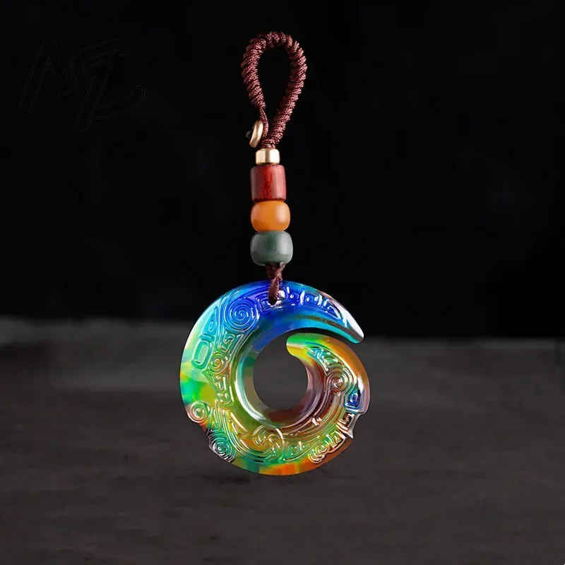Temperature Sensing Dragon Hook Jade Key buckle Pendant Fashion Charm Jewellery Carved Amulet Gifts Women Men Bring Good Luck