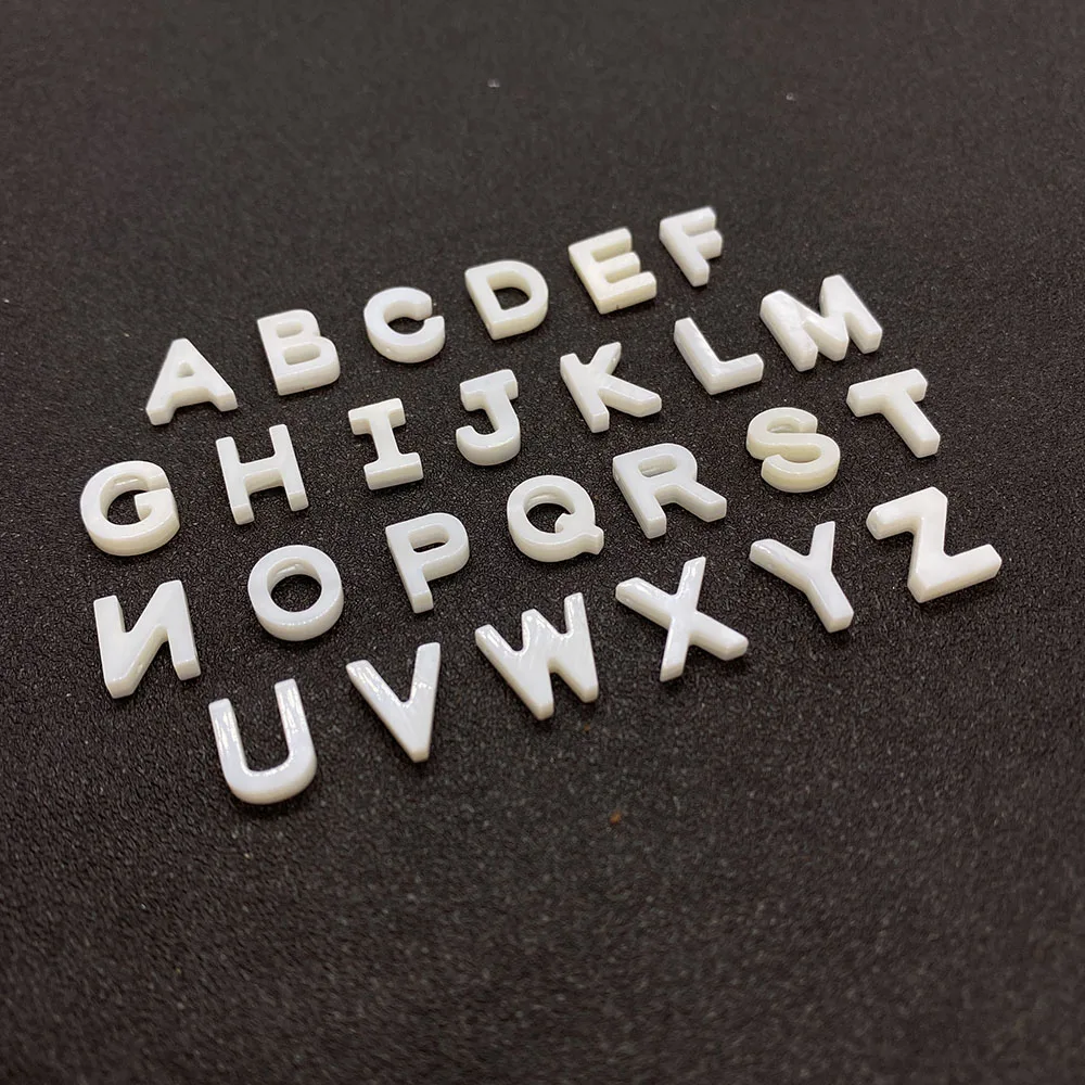 10pcs Natural Shell Letter Beads A-Z Capital English Letters White Mother of Pearl Loose Beads for Bracelet DIY Jewelry Making