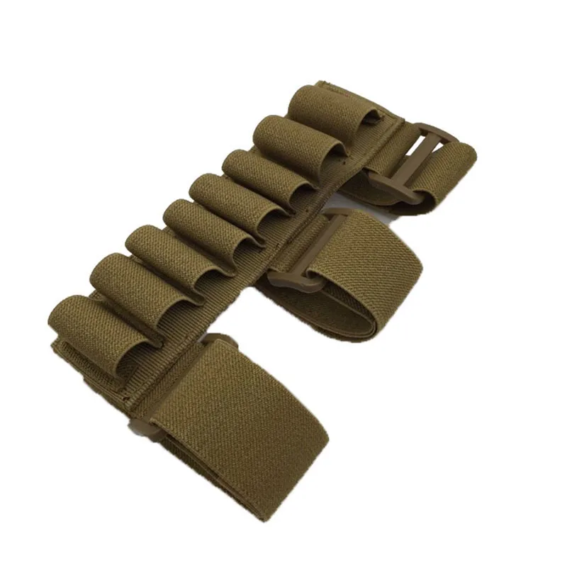 Military Tactical 8 Rounds Cartridge Rifle Buttstock Ammo Shell Carrier 12/20 Gauge Shotshell Holder Arm Pouch Hunting Mag Bag