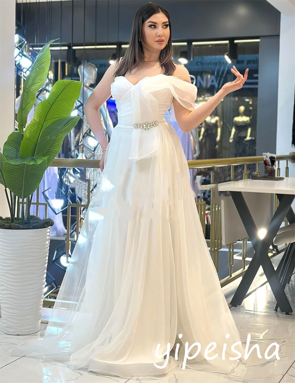 カスタマイズされたファッションエレガントなネットスパンコールプリーツAラインスイートハートロングドレスオーダーメイドの機会フォーマル