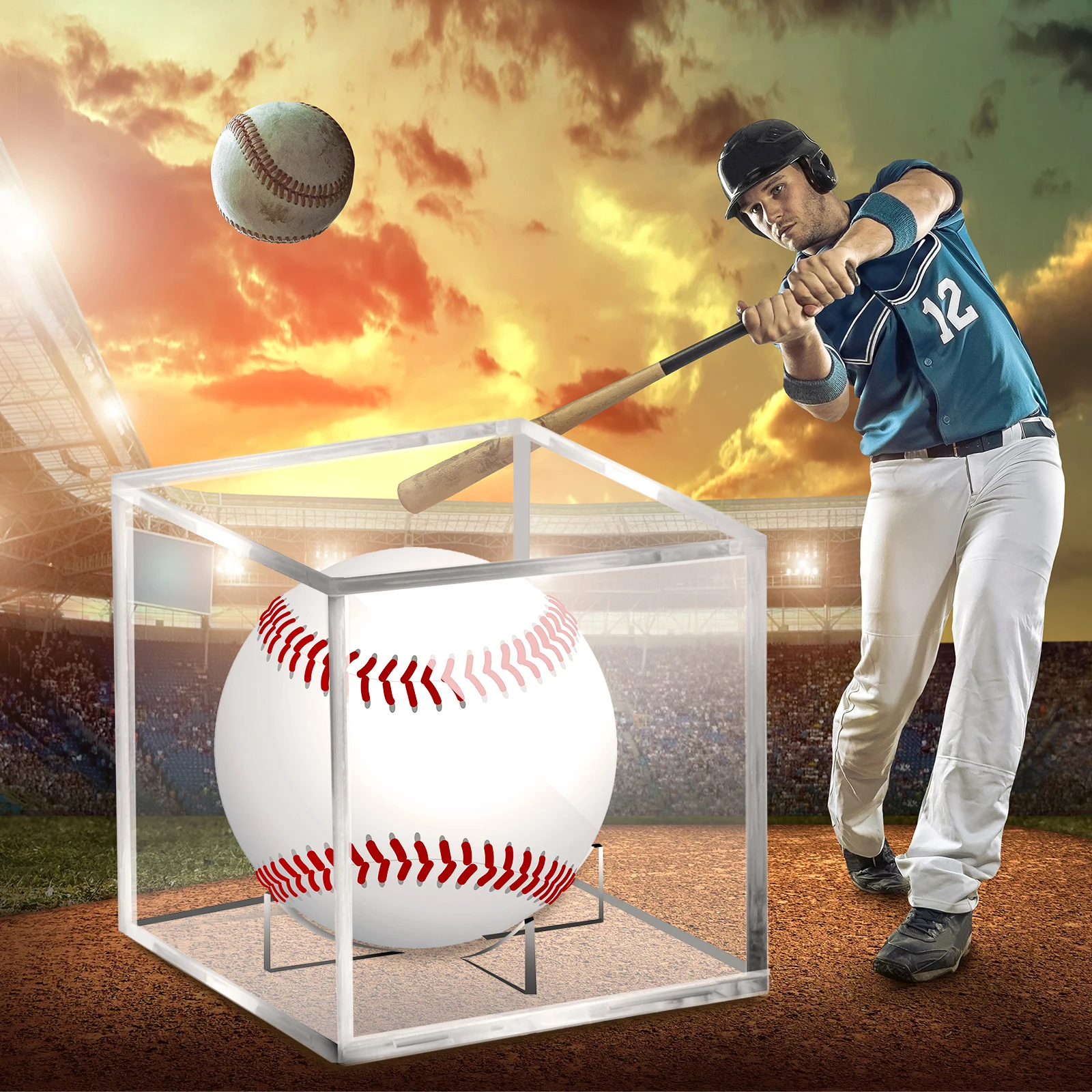 Clear Baseball Storage Box Acrylic Transparent Baseball Showcase Square Dustproof UV Protection Perfit For Memorable Collection