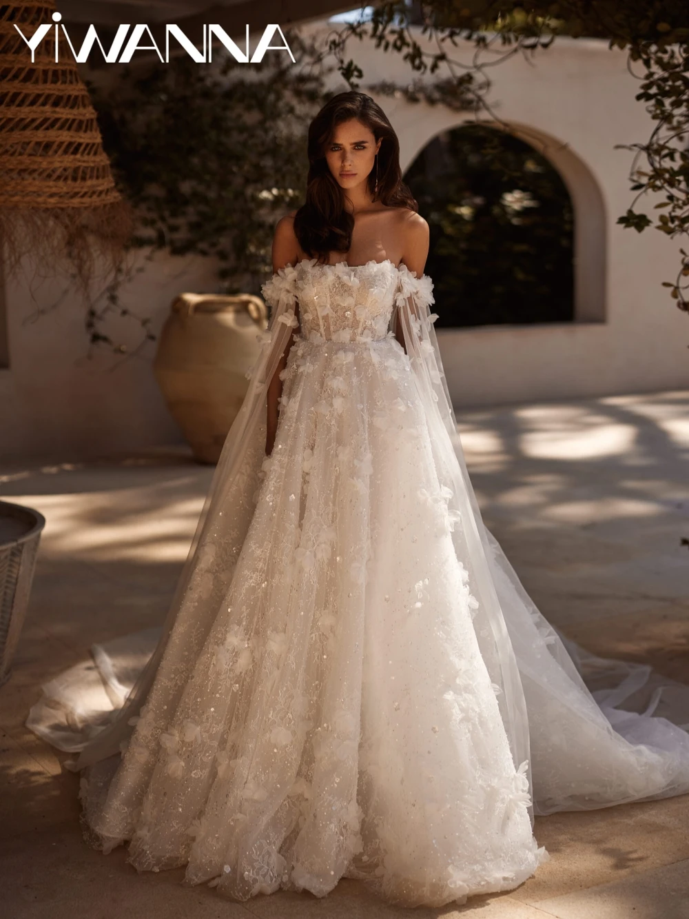 

Shimmering Beaded Lace 3D Flower Wedding Dress Ivory Off Shoulder A-line Long Bridal Gown 2026 New Customized Dresses For Bride