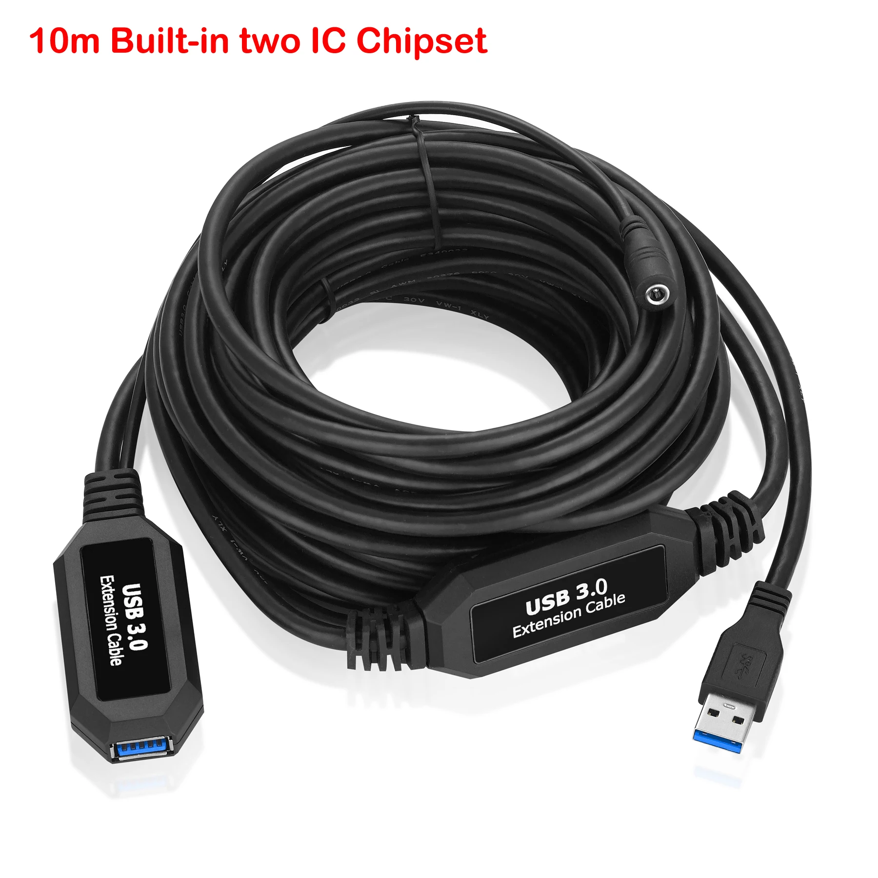 Bochara Active Repeater USB 3.0 Extension Cable Built-in IC Chipset Male to Female M/F Foil+Braided Shielded Super Speed 5M 10M