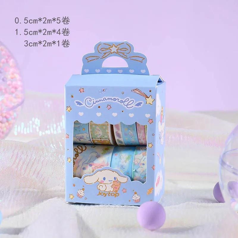 Sanrio Good Times Cute Cartoon Cinnamoroll Kuromi Handbook Tape 10 Rolls Hot Stamping Stickers