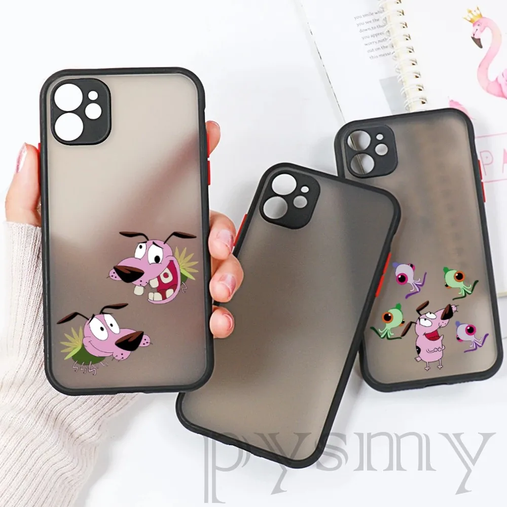 Courage The Cowardly Dog Phone Case For iPhone 15 14 12 11 13 PRO MAX Mini Plus X XS XR 7 8 Plus Clear Matte Black Cover