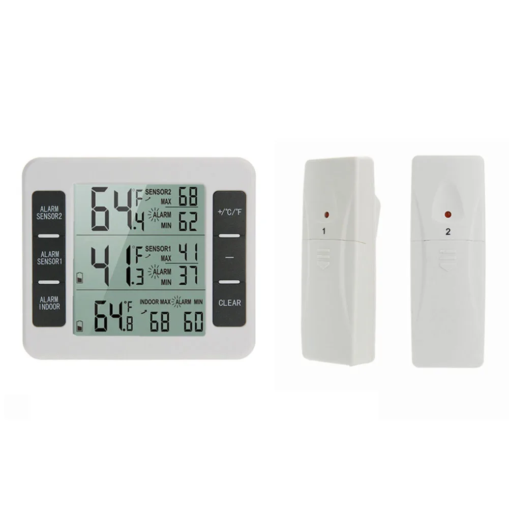 Indoor/Outdoor Wireless Thermometer for Fridge Digital Freezer Alarm 12 Sensor for Accurate Temperature Monitoring