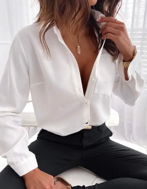 

Women's Shirt 2026 Spring/summer Casual Commuting Leisure Vacation Button Long Sleeve Shirt Simple Business Shirt
