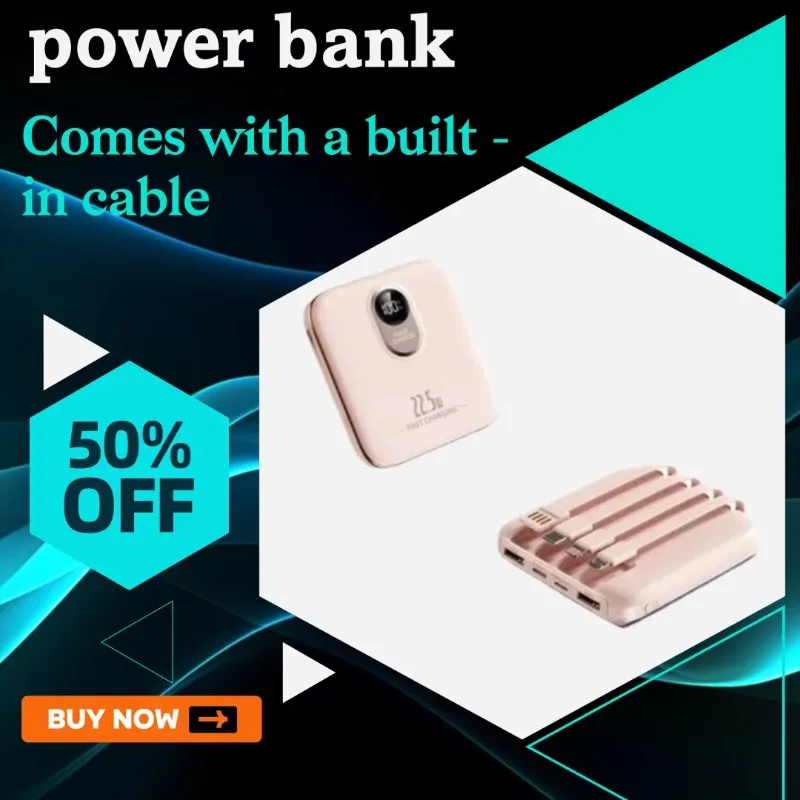 

10000/20000mAh Large-capacity Built-in Cable 22.5W Super Fast Charging Portable Power Bank