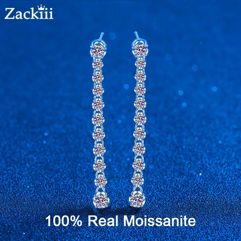 

1.18ct Moissanite Dangle Earrings For Womenr D Color Vvs1 Diamond Long Tassel Ear Drops 925 Sterling Silver Fine Jewelry Gift