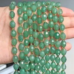 8x7mm Faceted Oval Stone Beads Natural Green Aventurine Spacer Bead For Jewelry Making Diy Bracelet Necklace Accessories 7.5''