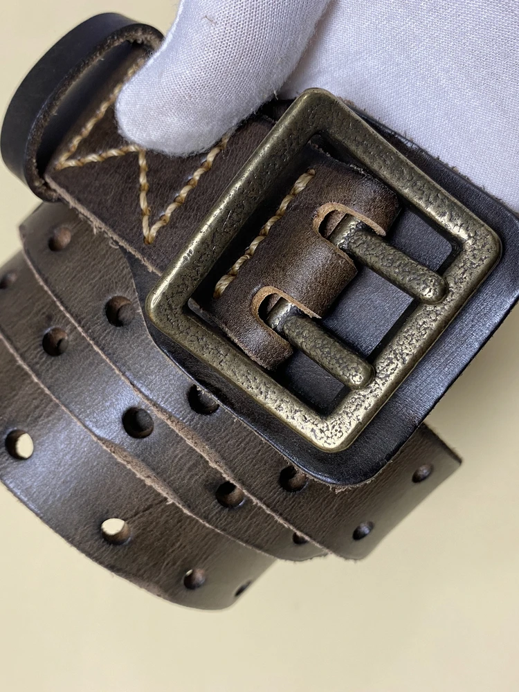 retro-tannery-leather-belt-men-women-universal-double-needle-hole-decor-heavy-duty-brass-buckle-waist-belt-outerwear