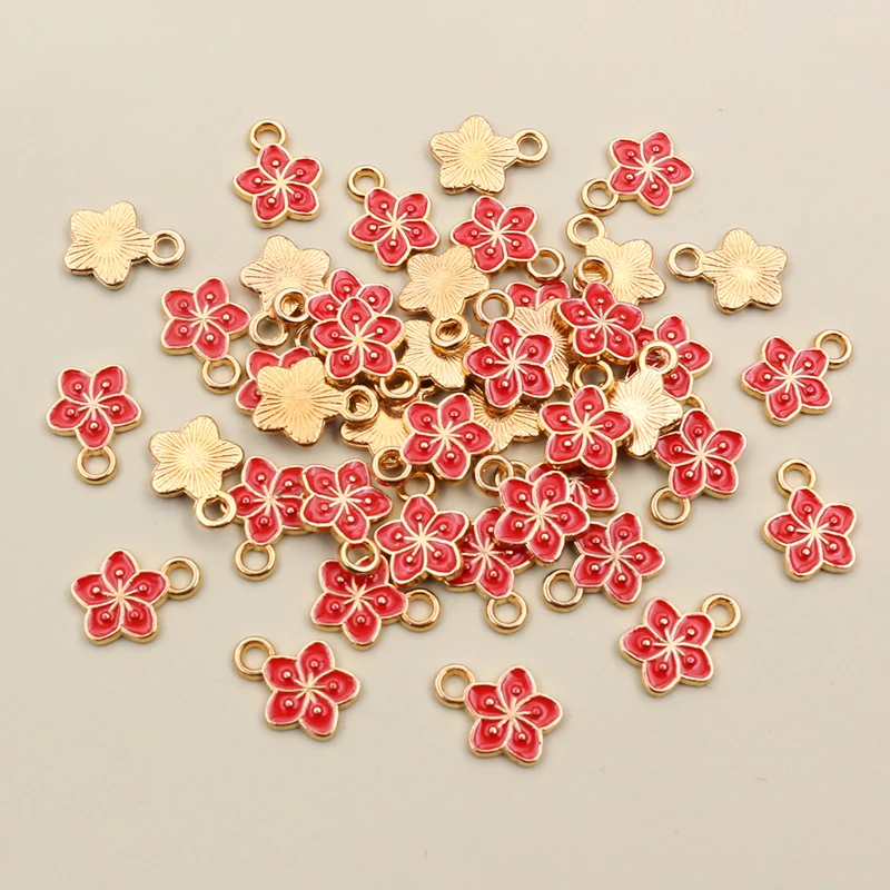 50Pcs 11x9mm Small Alloy Flower Charms Pendants Multi Colors For DIY Bracelet Necklaces Jewelry Making Accessories