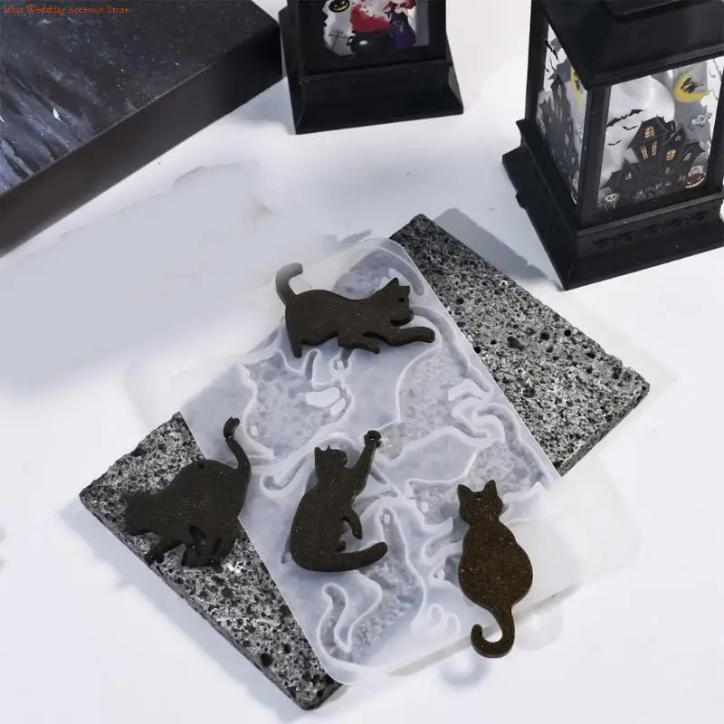 G92d 재사용 가능한 실리콘 8 캐비티 고양이 펜던트 매력 금형 세트 창의적 선물에 이상적