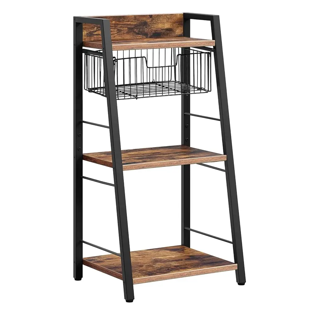 

3-Tier Ladder Shelf, Floor Standing Bookshelf, Storage Shelf With Drawer, Bookcase, Corner Bookshelf, Space Saver, For