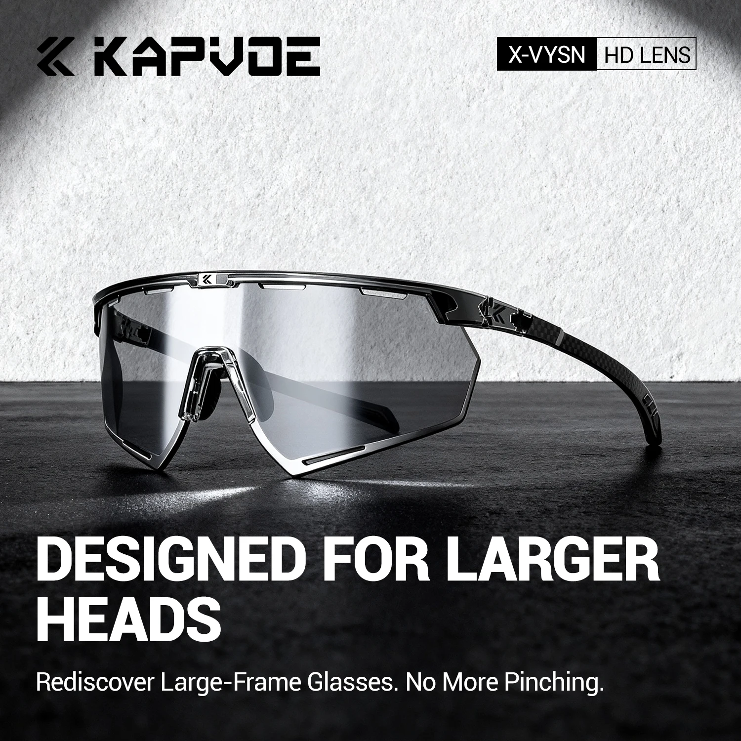 نظارات KAPVOE كبيرة الحجم لركوب الدراجات نظارات شمسية رياضية خارجية للرجال والنساء نظارات UV400 مصممة للوجوه الكبيرة