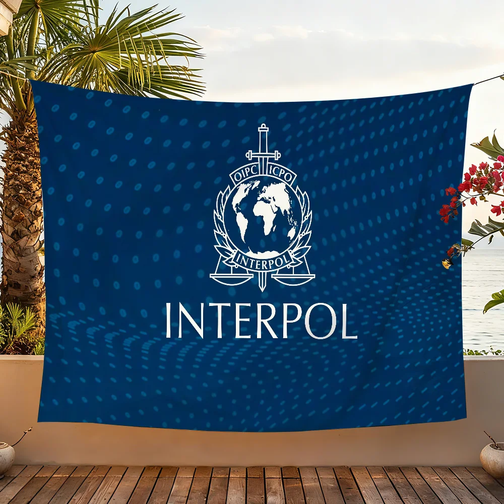 Art I-Interpol-S Police flag For Garden Party Living Room Home Wall Decor Banner Bedroom Outdoor Tapestry