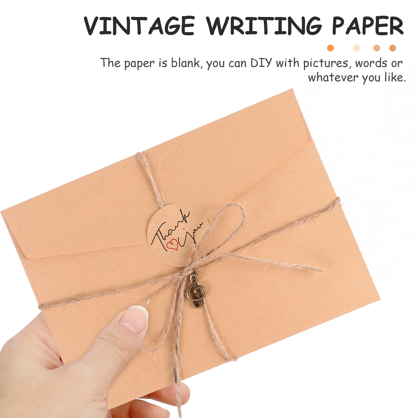 

3 Sets Retro Vintage Letter Paper Envelope Kraft Stationery Writing Calligraphy Graffiti Diy Blank Paper Matching Hemp Rope