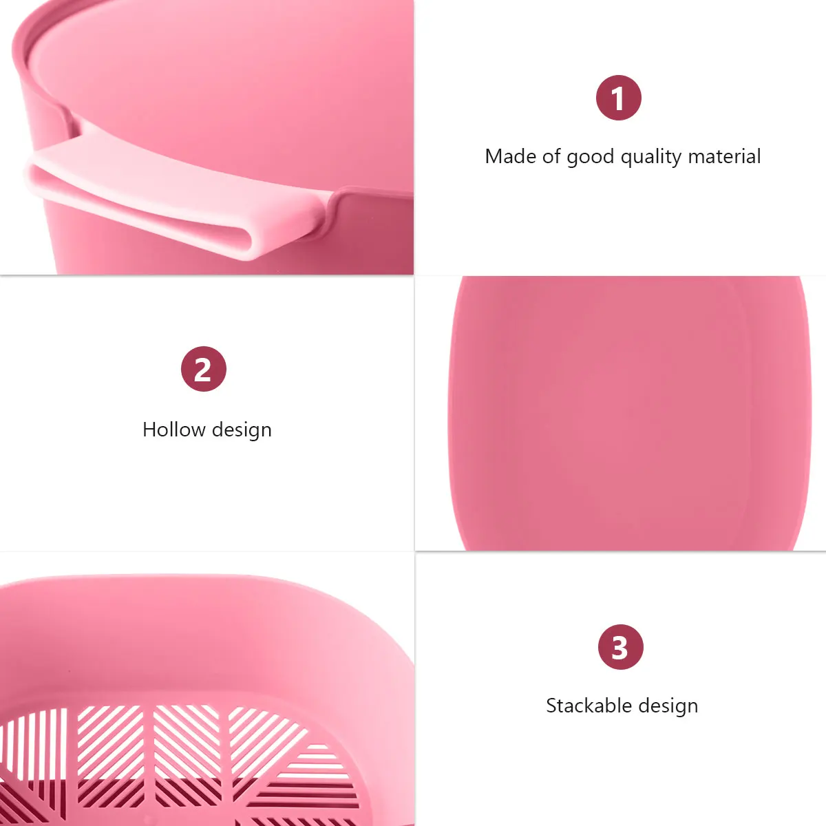 

Double Layer Drain Basket Vegetable Washing Basin Fruit Strainer Hollow Design Space-Saving Detachable Fine Drainage Holes