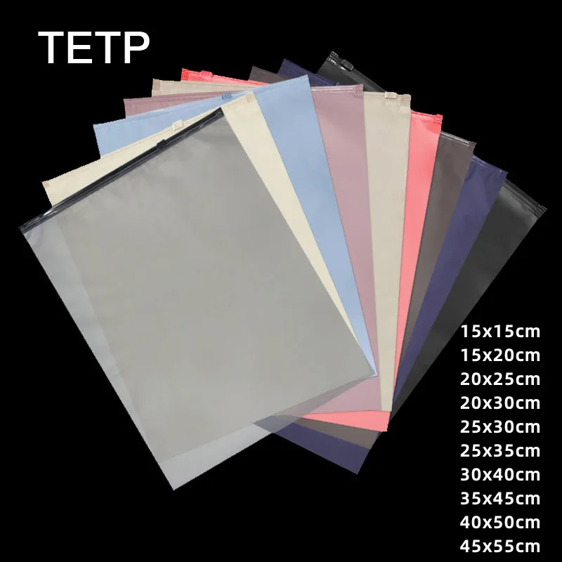 

TETP 50Pcs CPE Frosted Colored Plastic Zipper Bag Clothing Packaging Travel Home T-shirt Hoodie Coat Pants Shoes Storage Bag