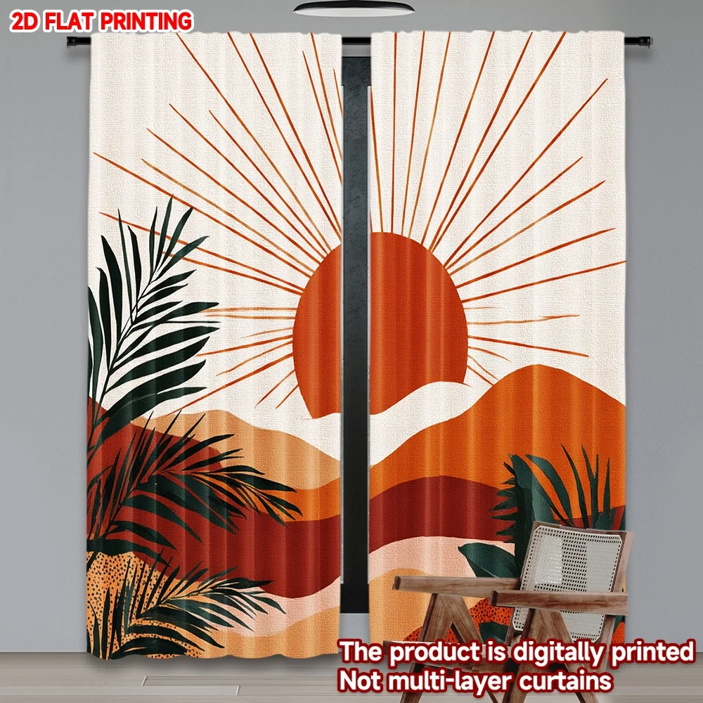 2D-Flachdruck 2 Stück Happy Valentine's Day Vorhang Berg Sonnenaufgang Druck Kreativität Digitaldruck Polyester Vorhänge Familie