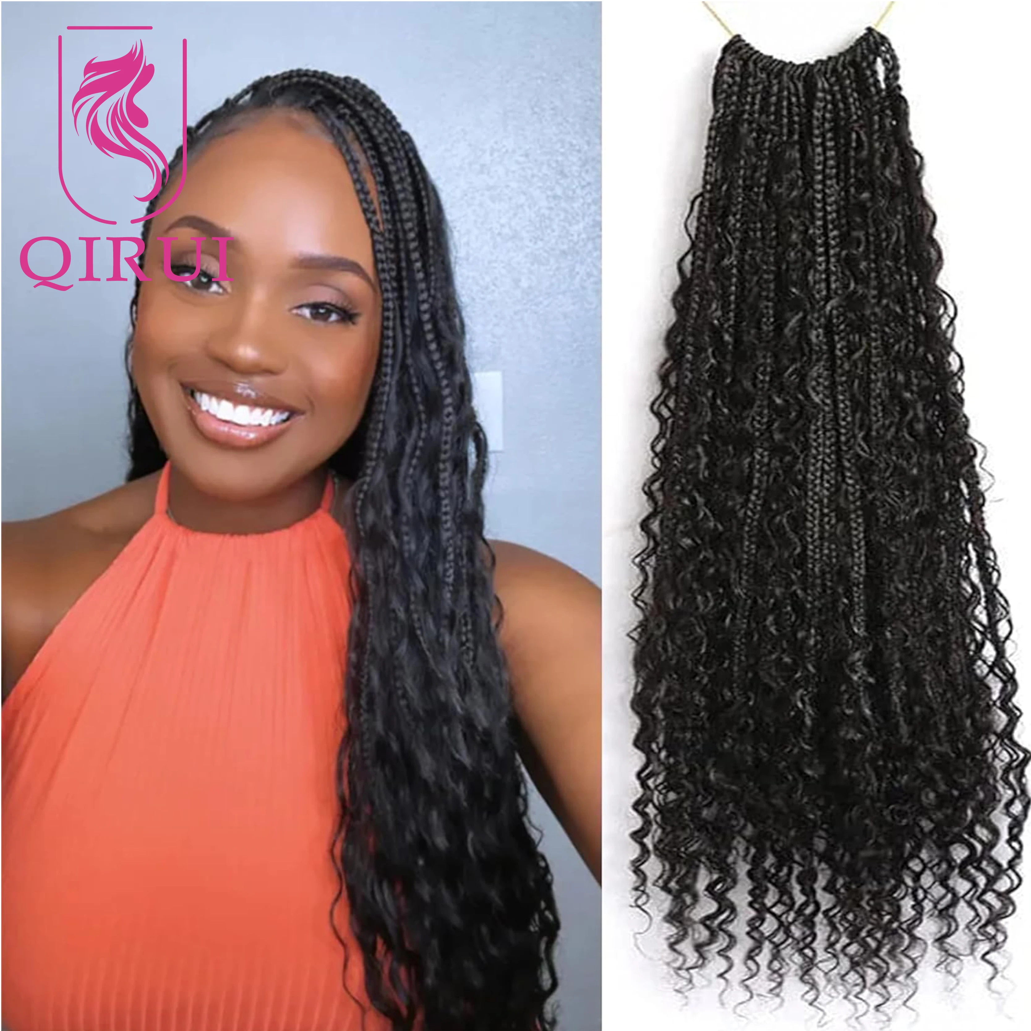 

Человеческие волосы, вязанные крючком, косички в стиле бохо с кудрями из натуральных волос, синтетическая коса с кудрями из человеческих волос, плетение наращивания волос 18 дюймов