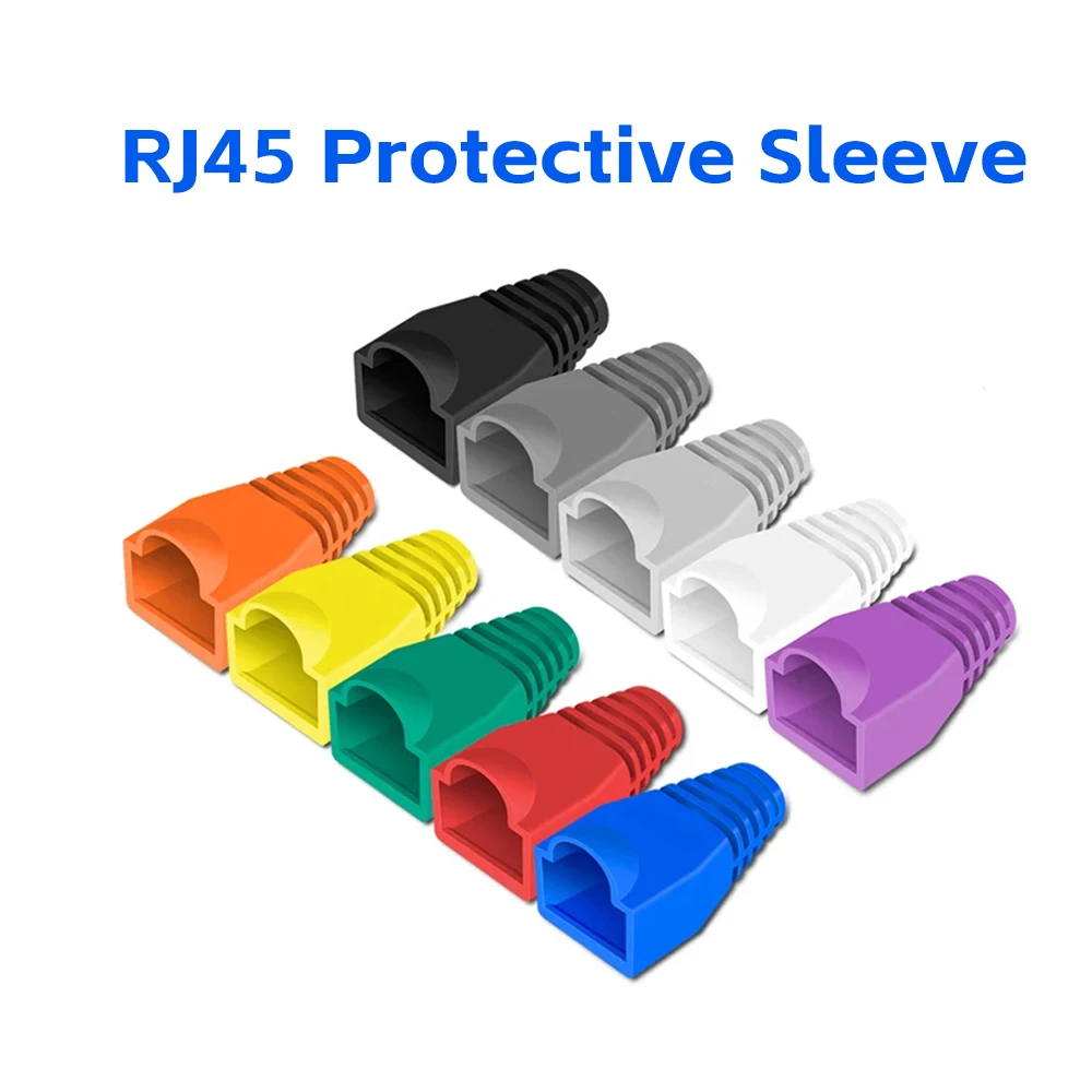 100PCs Mixed Color RJ45 CAT5 CAT5E Crystal Head Sheath Ethernet Network Cable Strain Relief Boots Protector Protective Sleeve