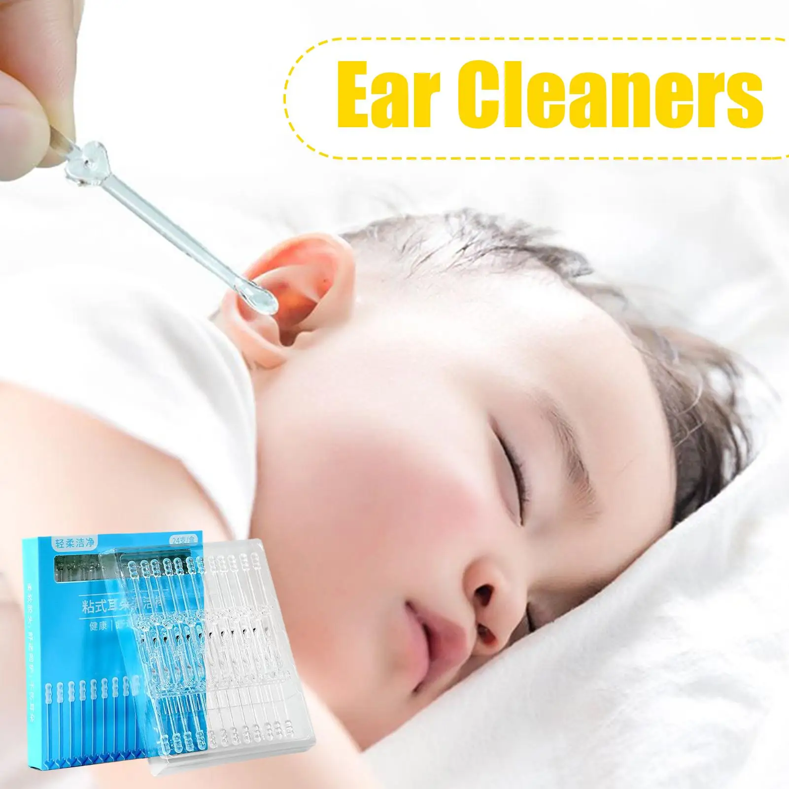 24Pcs Ear Wax Removal Kit, Self-Adhesive Safety Tips for Deep Cleaning, Portable Ear Cleaner for Kids & Adults, Home Travel Use