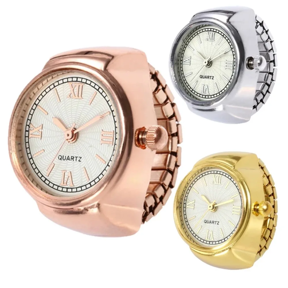 Fashion Alloy Quartz Watch Rings Mini Punk Ring Watches Vintage Adjustable Finger Ring Jewelry
