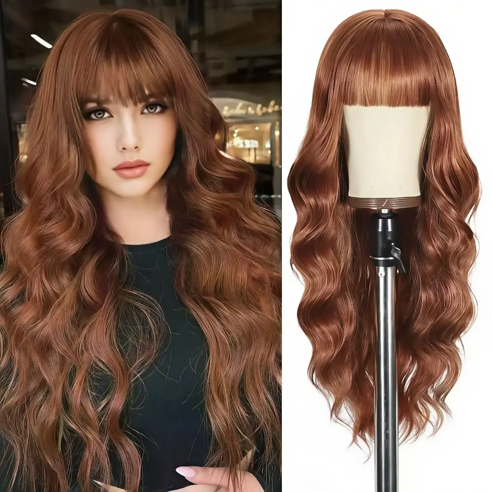 Light brown long curly hair synthetic wig for Halloween cosplay wig for role-playing Daily party high-temperature hairnet