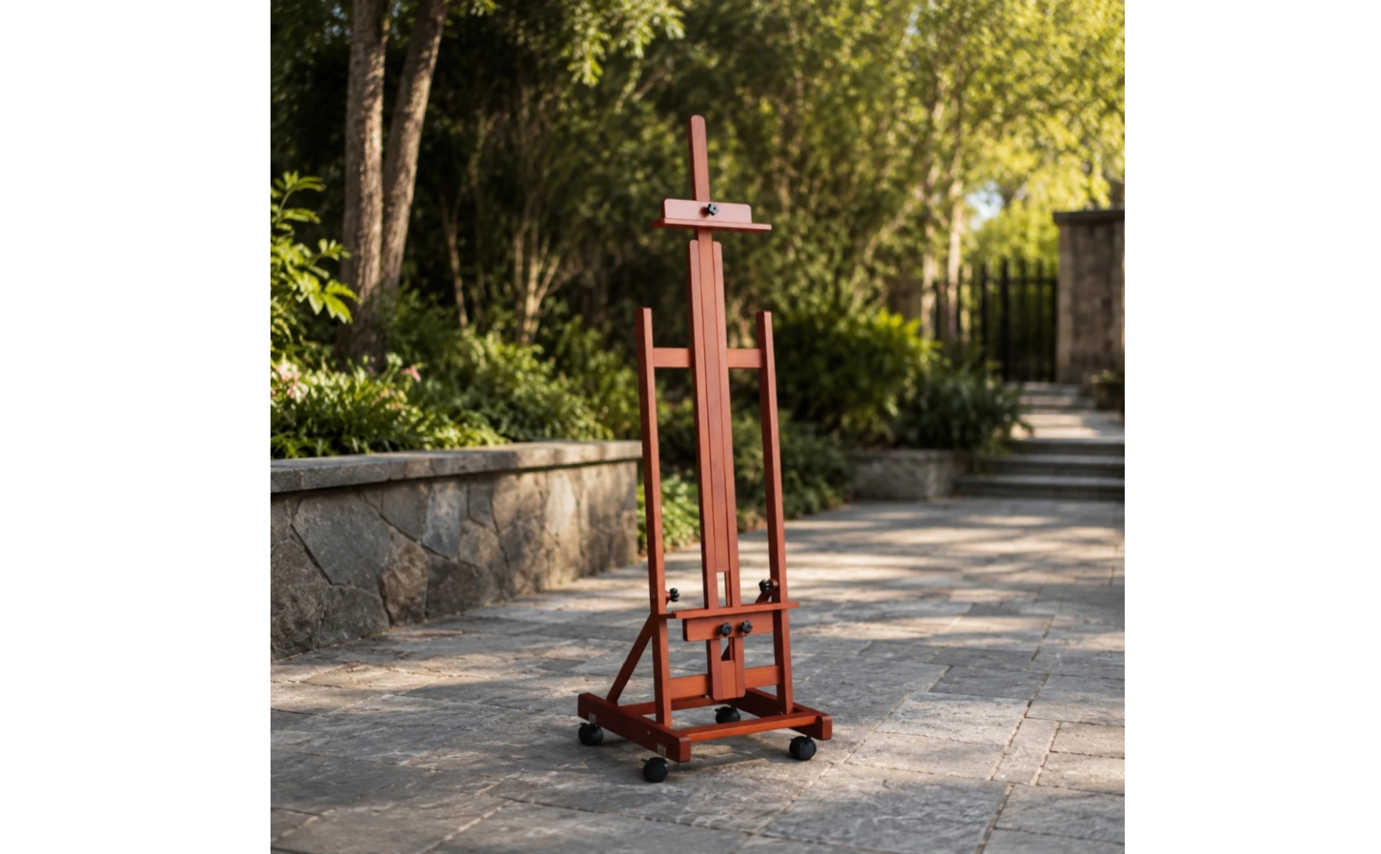 Rolling Wood Easel Foldable Rolling Easel Art Supply Caster Wheels Studio Furniture Tightening Knobs for Display Area