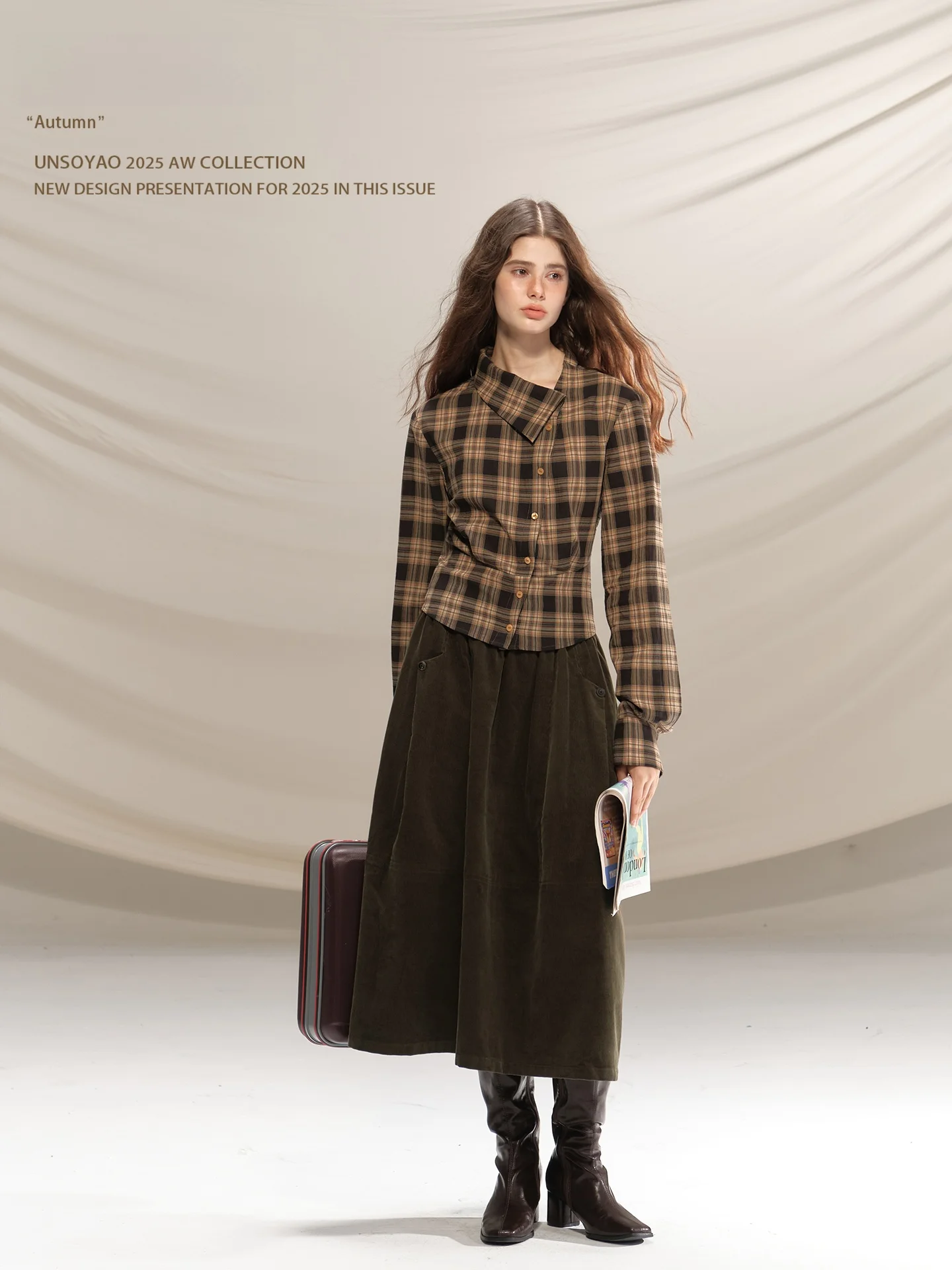 

Retro Sle Long Sve irt Artist Side Button Design Light Brown Women's Cotton Classic Fit irt Turn down Collar Slimming