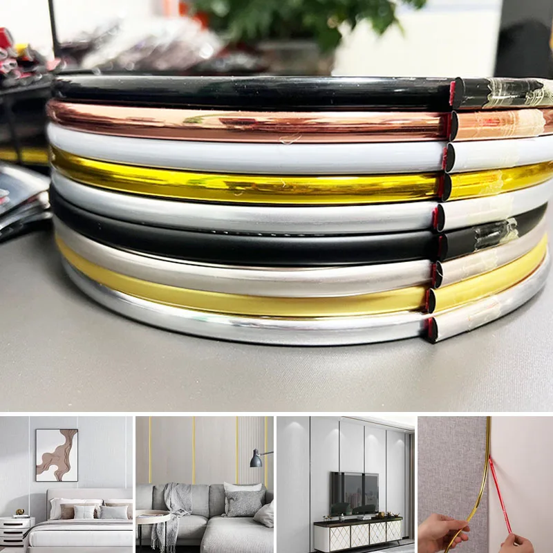 3D PVC Decoration Line 3M Self-Adhesive Waterproof Furniture Border Ceiling Edge Strip Stickers Background Wall Trim Home Decor