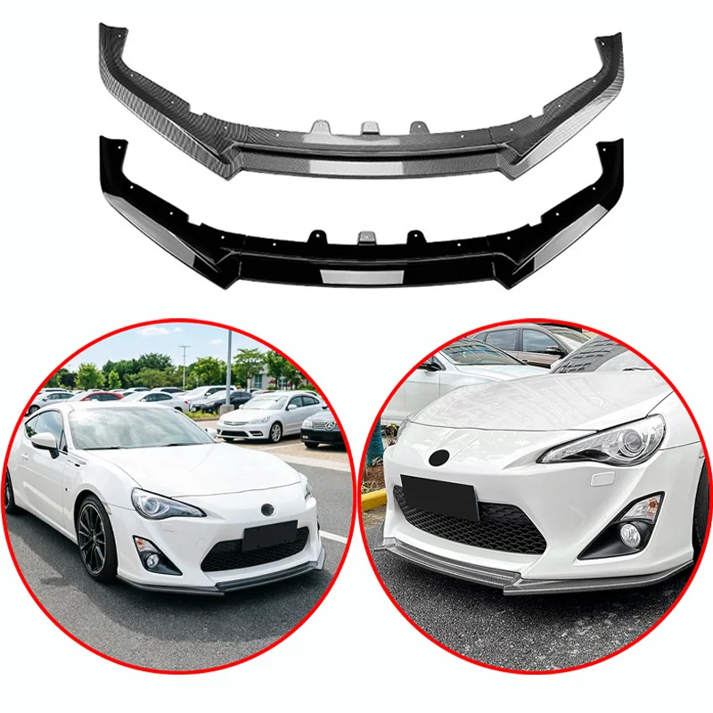 

For Toyota GT86 FT86 2012-2016 Car Front Bumper Lip Spoiler High Quality ABS Glossy Black Carbon Fiber Look Body Kit